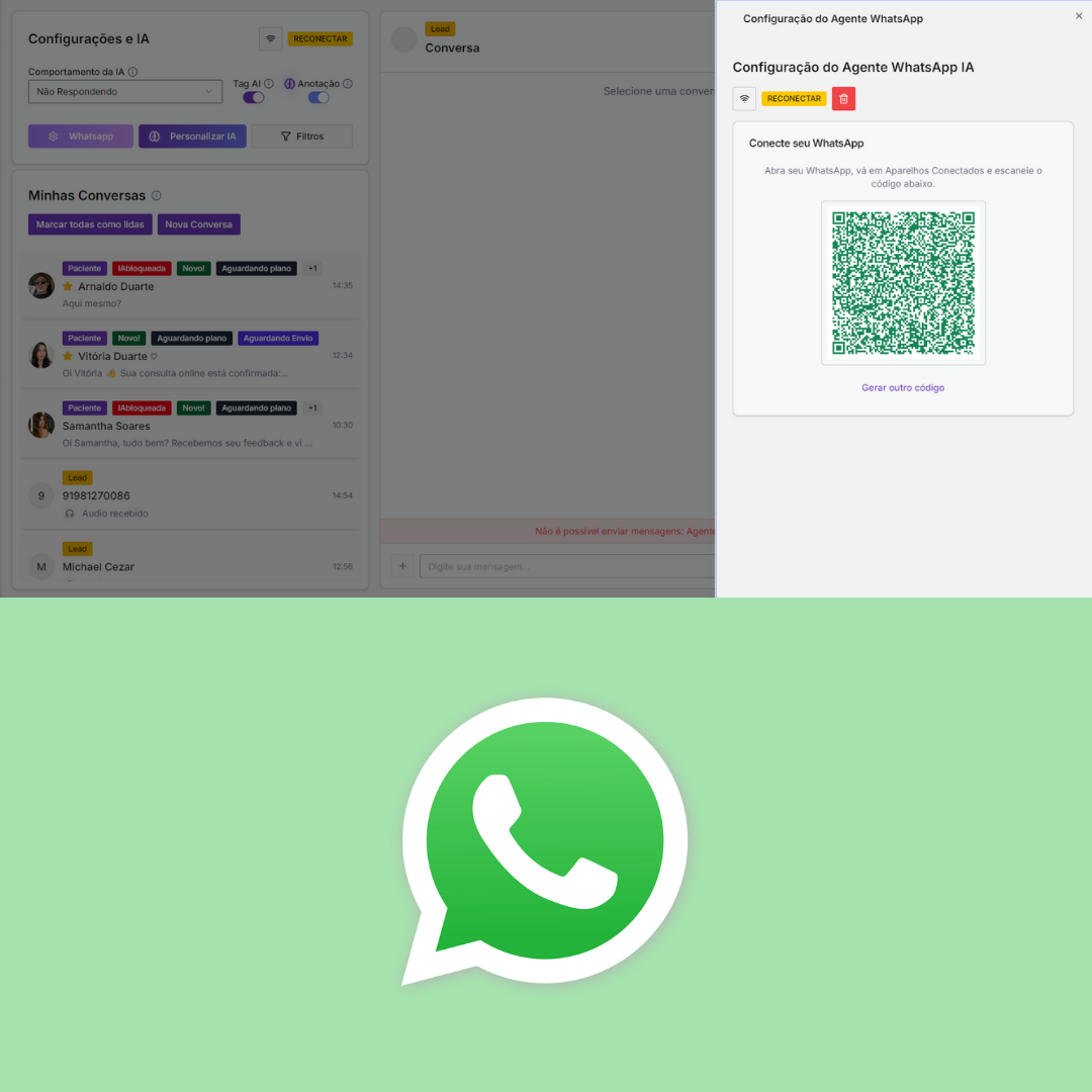 WhatsApp integrado e CRM nativo